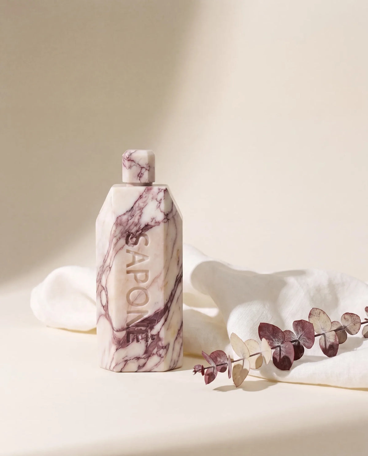 Sapone marble bottle, studio still